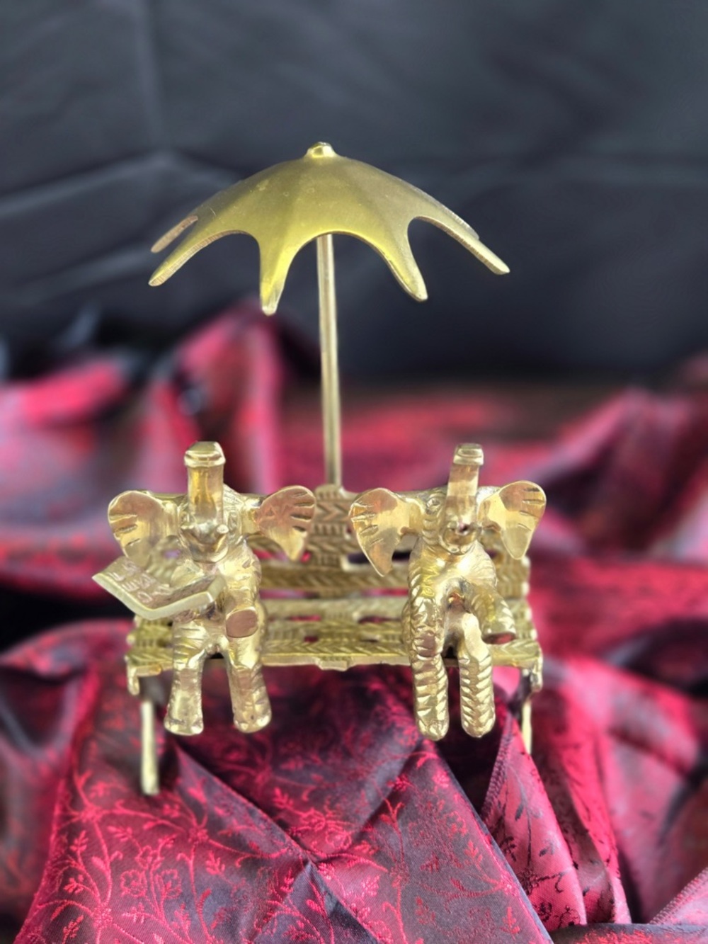 Brass Elephant Reading Bench – Whimsical Storybook Decor